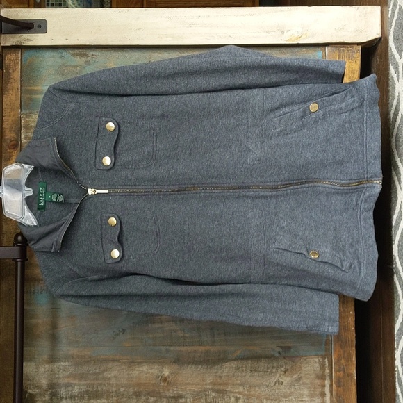 Lauren Ralph Lauren Gray Full Zip Sweater Jacket - Women's Medium - Picture 1 of 6